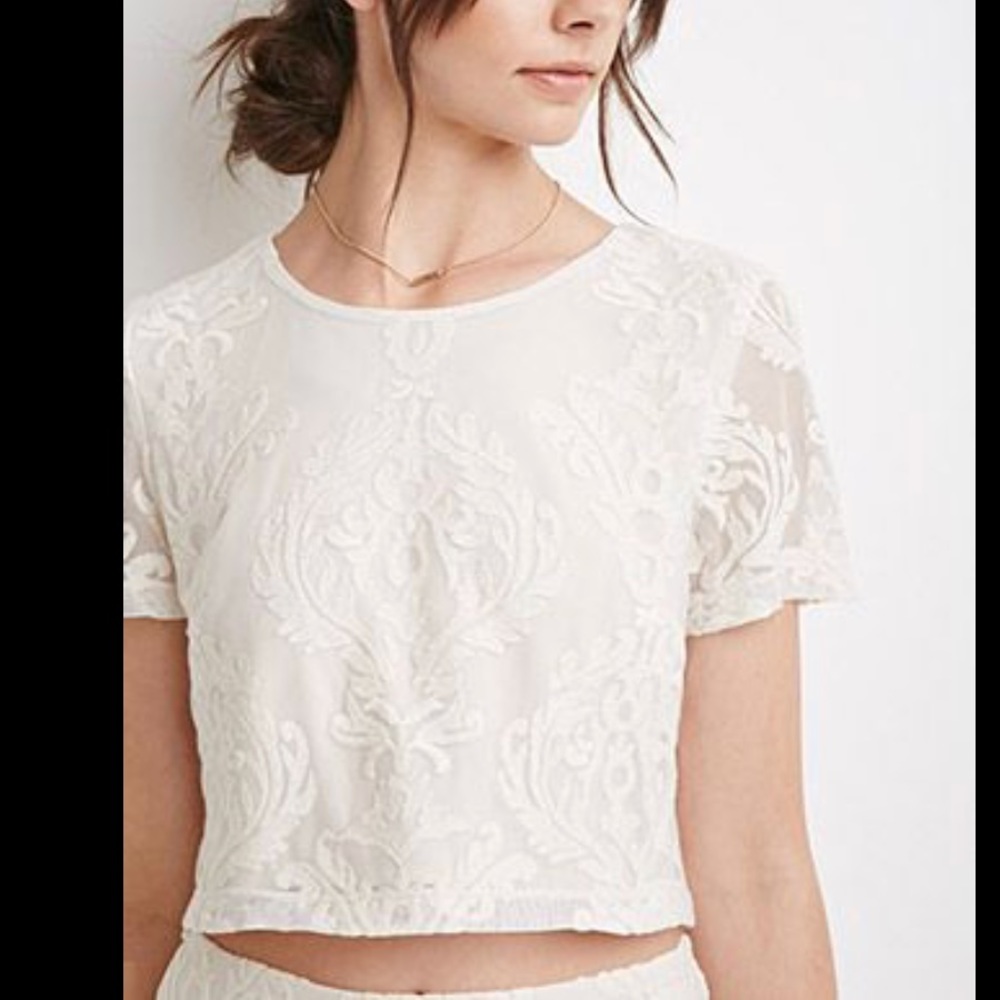 NWT mesh lace overlay crop top